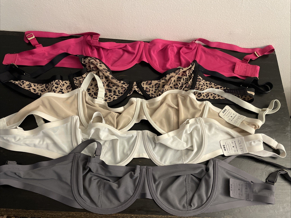 cuup the Balconnette & plunge Mesh Bra 36D Pink, gray, white, animal x5 bundle